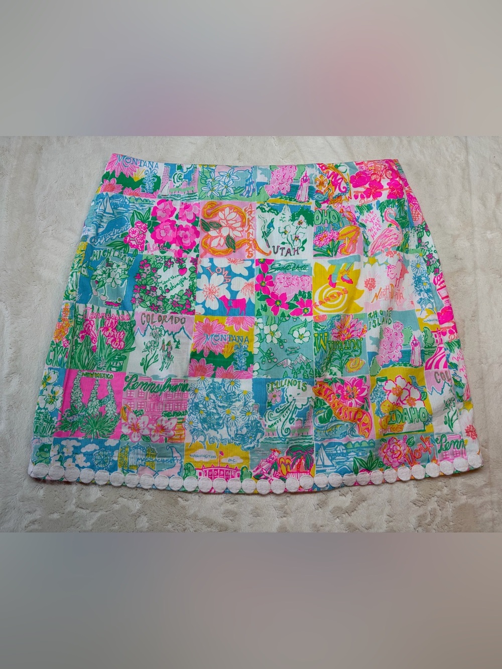 Lilly Pulizer Patty Skirt Pop Up State Of Mind Map Women’s Sz 6 (NEW $98) - Picture 5 of 5